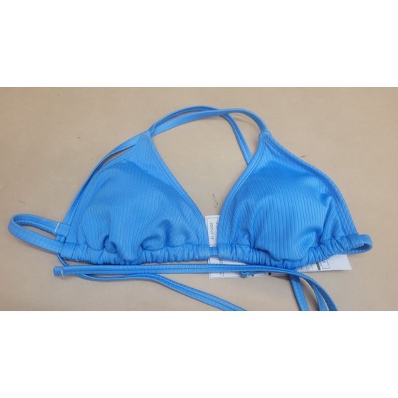Women's Ribbed Triangle String Bikini Top - Wild Fable Blue Small - Picture 5 of 9